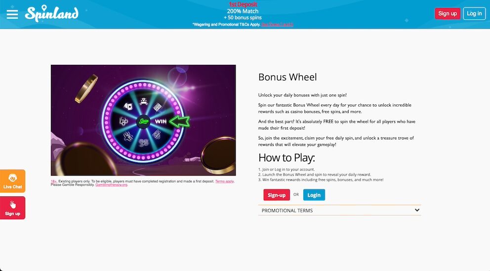 Spinland Casino no deposit bonus