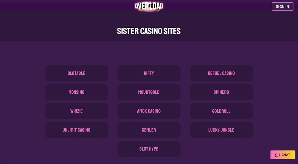 Overload systercasino