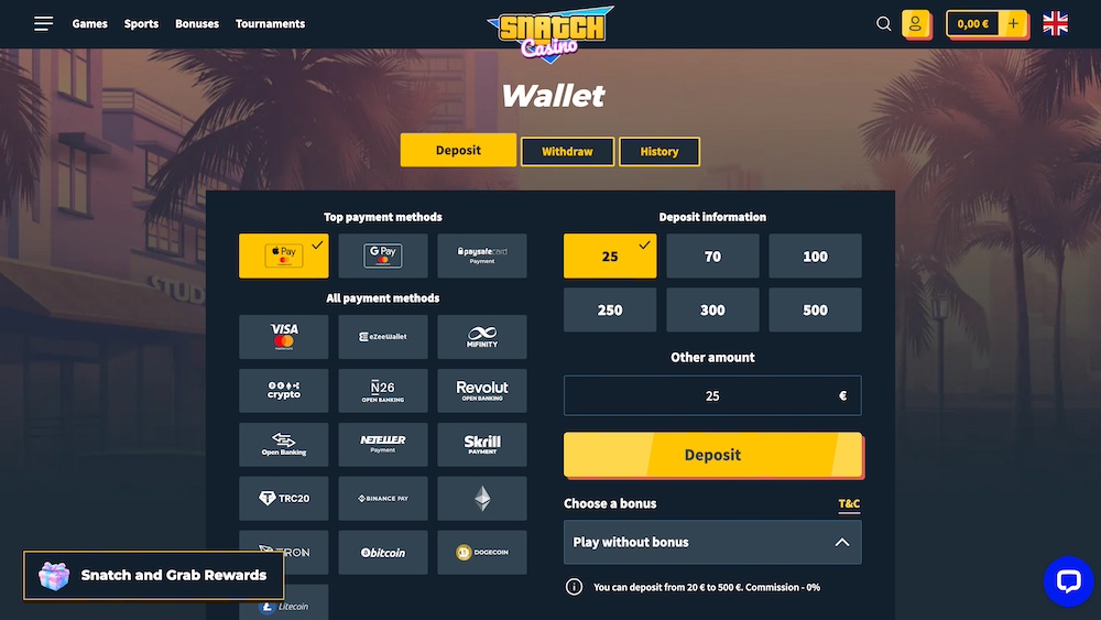 Snatch Casino uttag