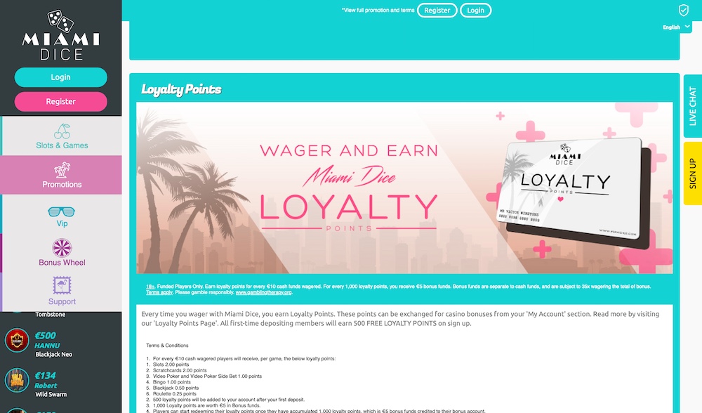 Miami Dice login